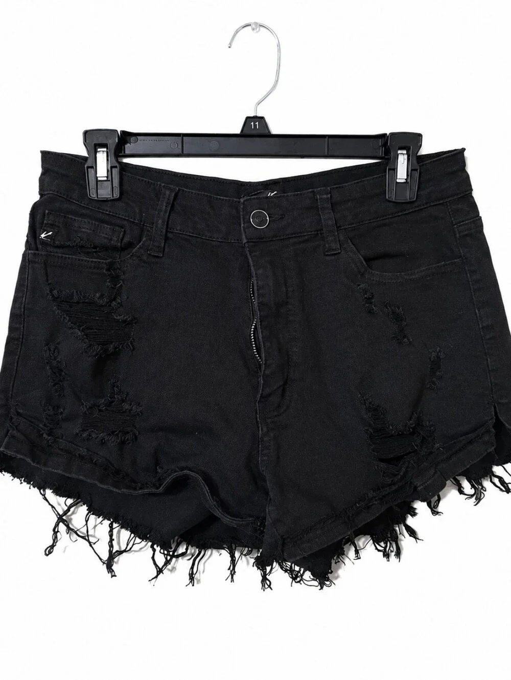 KanCan Black Distressed Frayed Denim Shorts